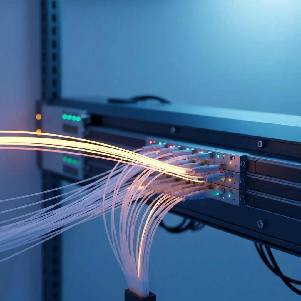 Fiber optic cables in a data center