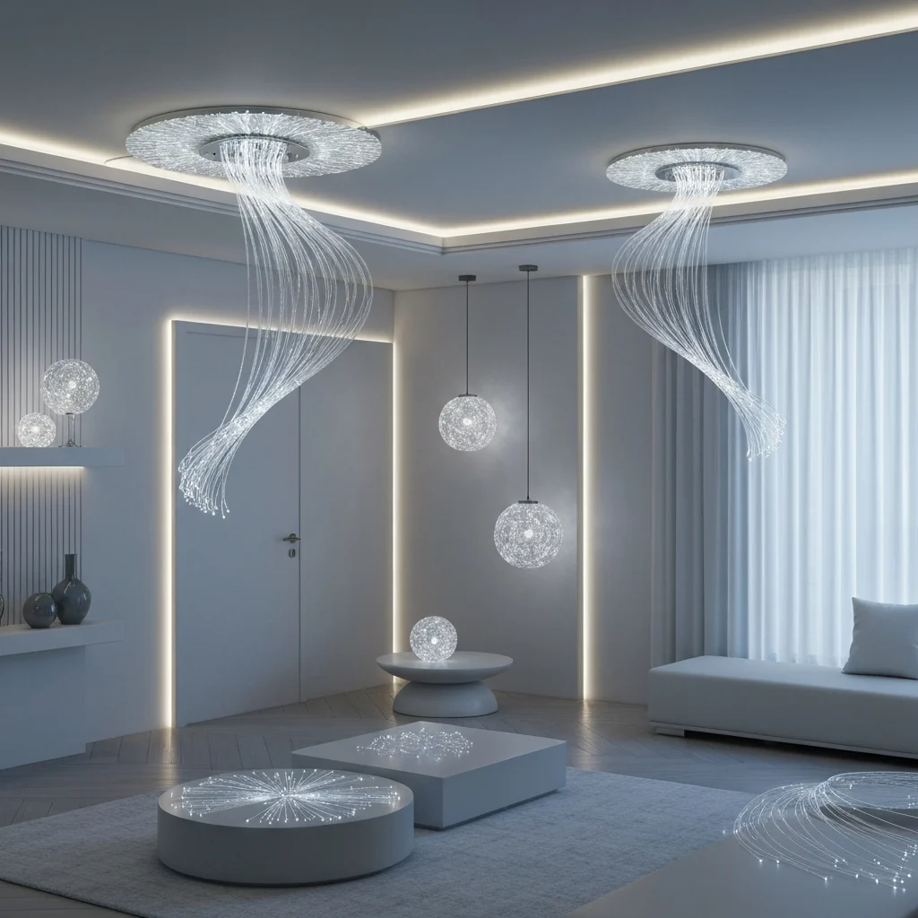 Fiber optic lighting in a modern interior setting