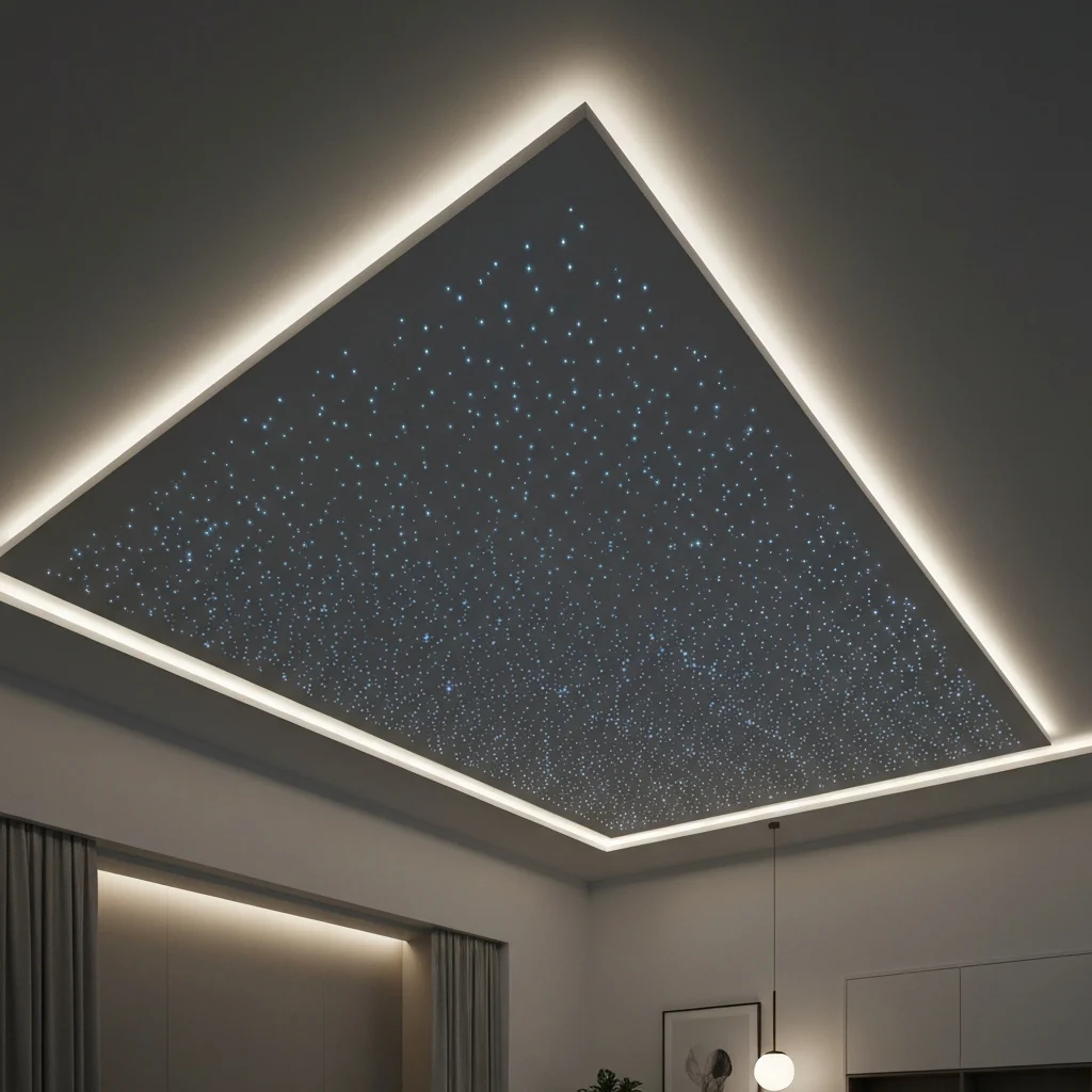 Modern ceiling with fiber optic lighting creating a starry effect