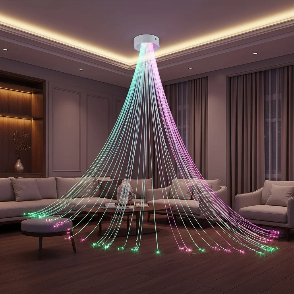 Luxurious fiber optic lighting design in a stylish interior