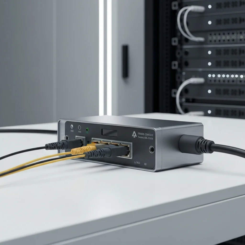 Fiber optic source device in a tech setting