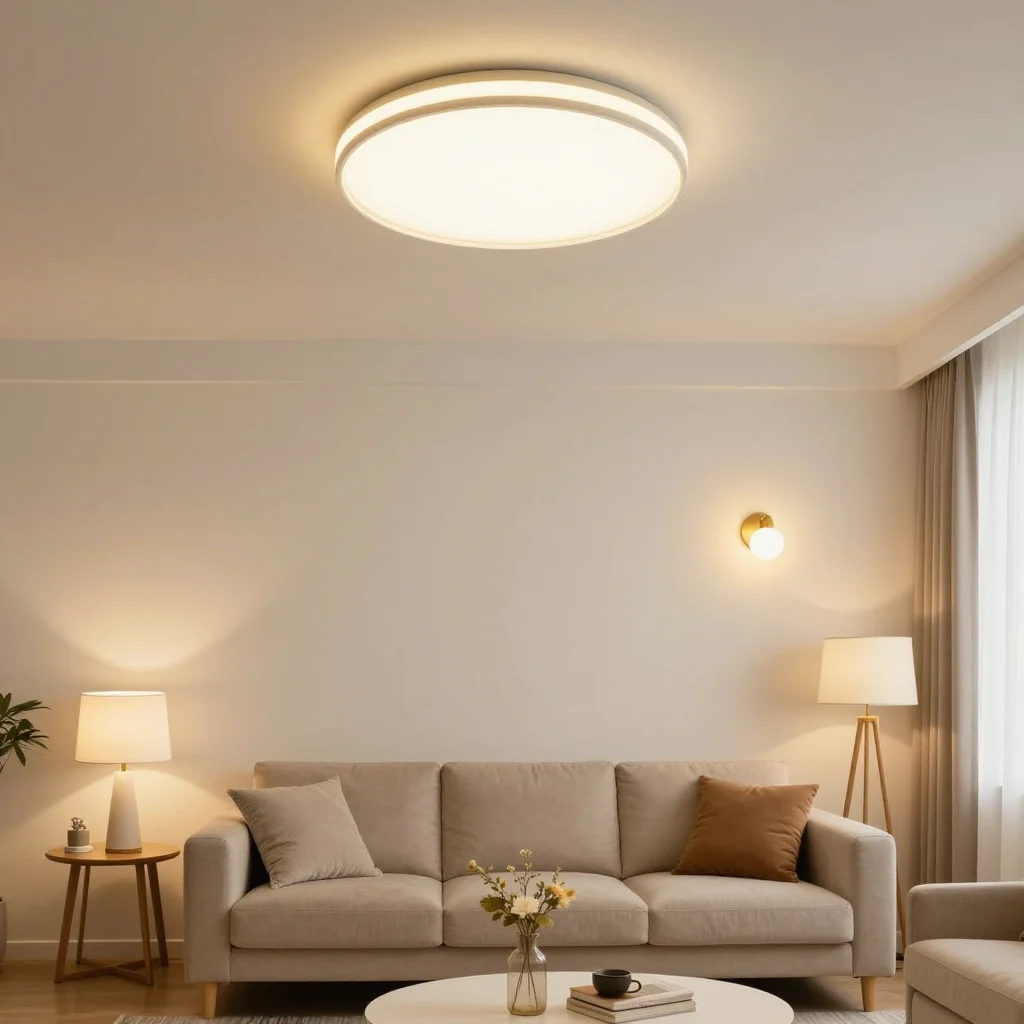 Stylish lighting in a cozy living room